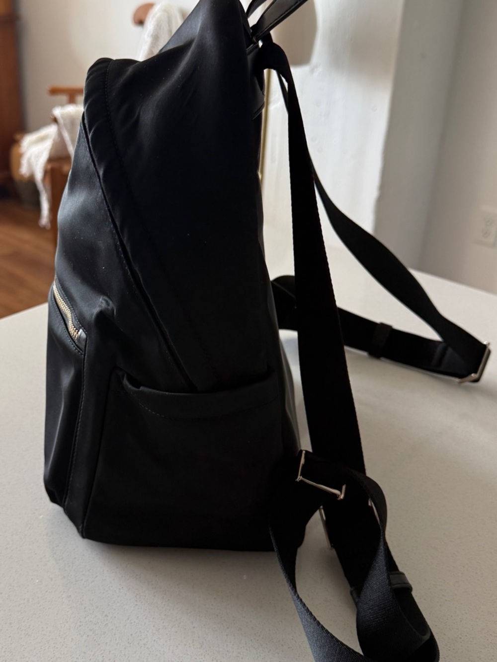 kate spade Black Nylon Backpack with Gold Hardware 13”H x 12”W x 5” D - Picture 4 of 8
